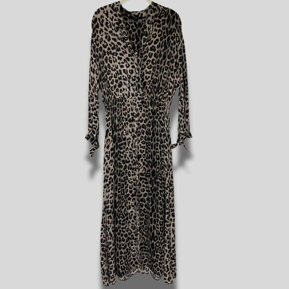 ALL SAINTS Maxi Leopard Print Dress Size M - Picture 1 of 11